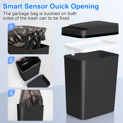 2 Pack Automatic Trash Cans – 12L Touchless Motion Sensor Bins