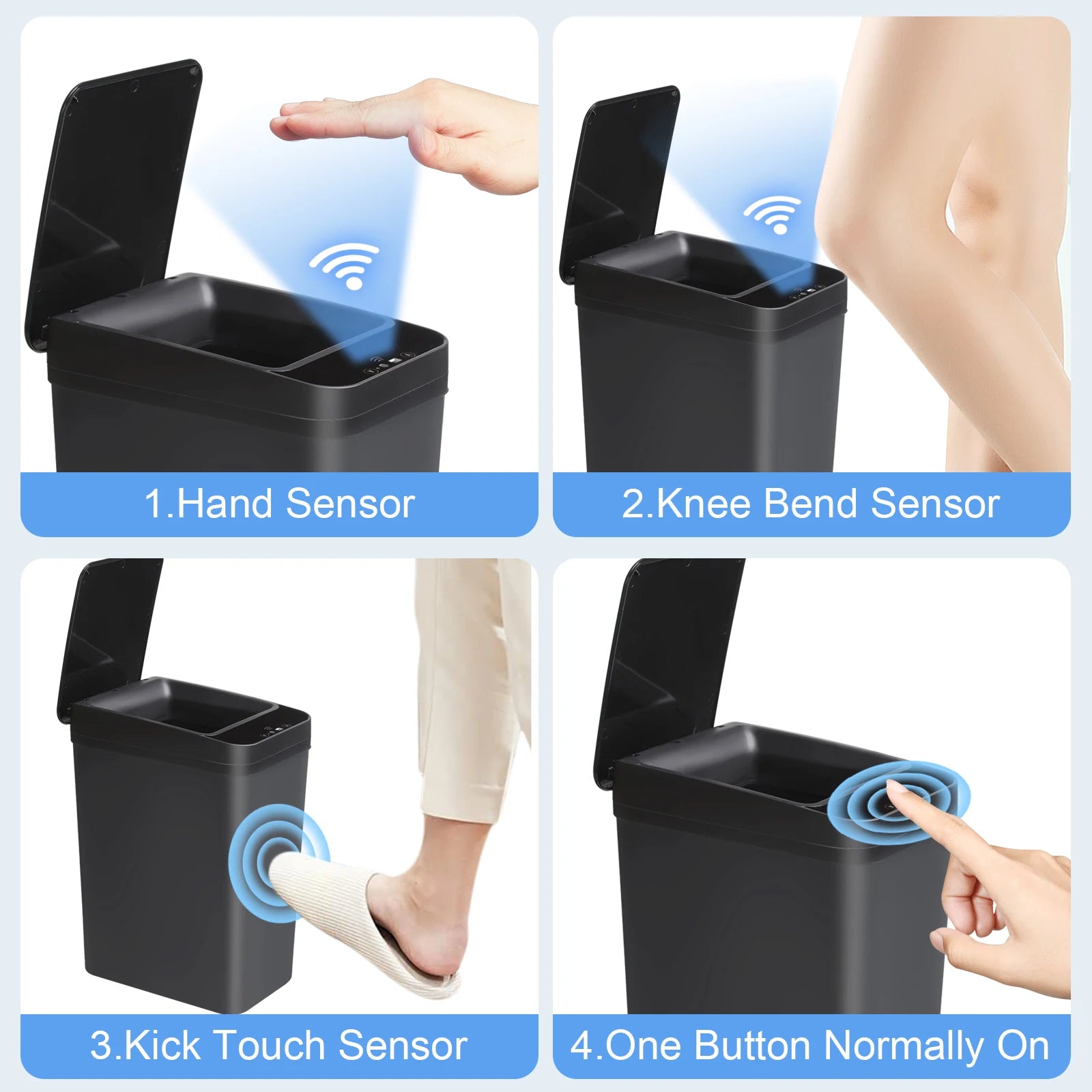 2 Pack Automatic Trash Cans – 12L Touchless Motion Sensor Bins