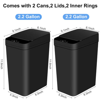2 Pack Automatic Trash Cans – 12L Touchless Motion Sensor Bins